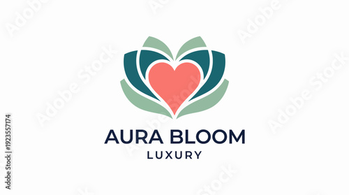 The logo combines a heart and blossom shapes, representing love and luxury, perfect for a high-end brand in wellness or beauty sectors seeking to convey elegance.