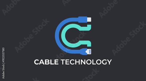 A sleek logo featuring cable connections creatively integrated into the letter 'C', perfect for a tech company specializing in digital and connectivity solutions.