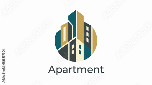 An artistic logo featuring stylized skyscrapers representing urban living, ideal for businesses in the real estate sector focused on apartments and city properties.