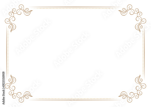 Elegant ornate corner frame with scrolls. Vintage decorative border vector