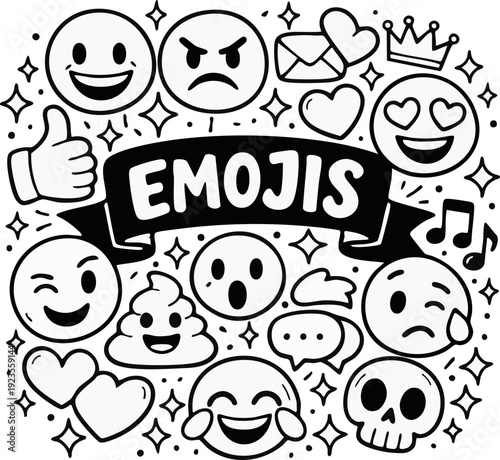 Collection of Various Emojis.