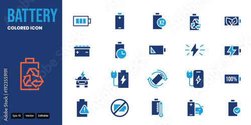 battery colored icon set vector design good for web and mobile app