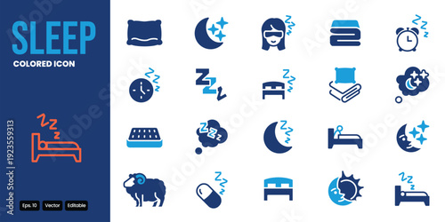 sleep colored icon set vector design good for web and mobile app