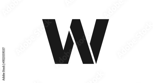 Bold Black Letter W Logo Design, Minimalist Typography, Modern Graphic Element