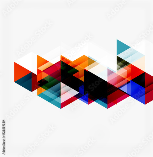 Free Download Abstract geometric composition. Overlapping triangles create dynamic visual effect. Bright colors contrast with dark areas. Modern design element. - GFXLoad