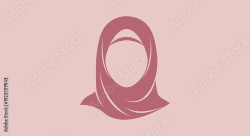 Woman Wearing Hijab: Elegant Islamic Headscarf Silhouette, Pink Tones, Modern Design