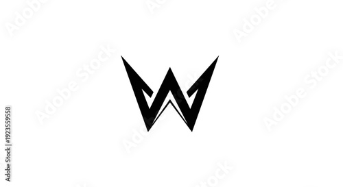 Abstract geometric letter W logo symbol, sharp edges, minimalist design, white background