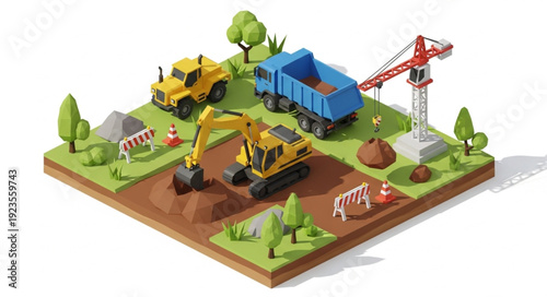 Construction Site Model with Machines.