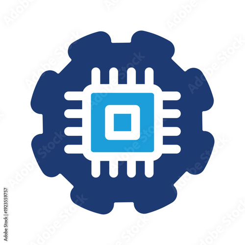 gear with chip colored icon vector design good for web or mobile app