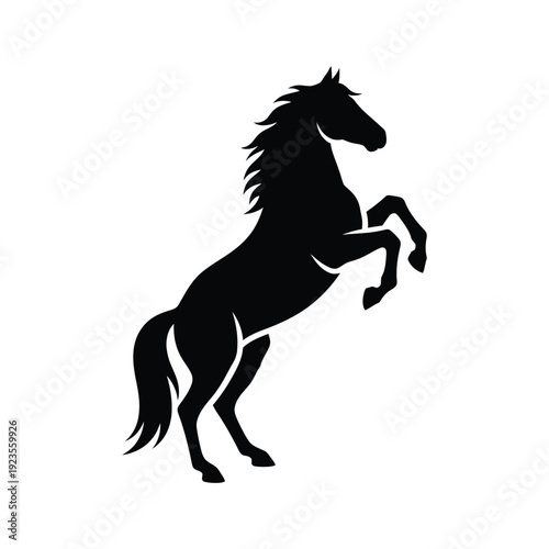 Silhouette of a Majestic Horse: A bold silhouette of a powerful horse rearing up on its hind legs, showcasing strength and grace.