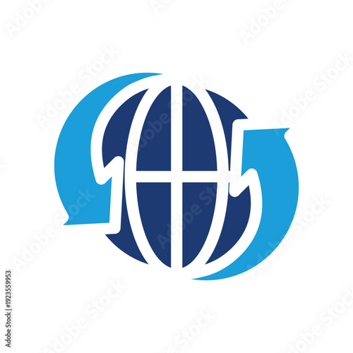 Earth globe encircled by rotating arrows colored icon vector design good for web or mobile app