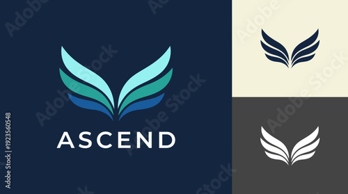 A stylish logo design with stylized wings symbolizing ascension and freedom, perfect for brands focused on personal growth and elevation in various industries.