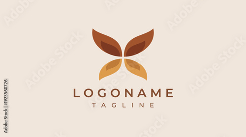 This logo features a charming butterfly-inspired design made of leaf shapes, symbolizing transformation, nature, and beauty in a stylish and simplistic manner.