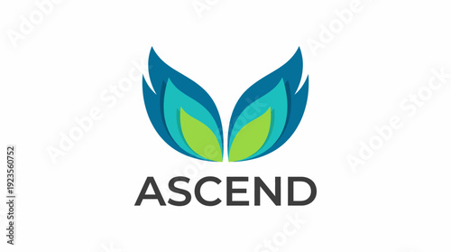 The Ascend logo features stylized leaves, expressing growth, renewal, and connection to nature, perfect for brands focused on health, wellness, or environmental sustainability.