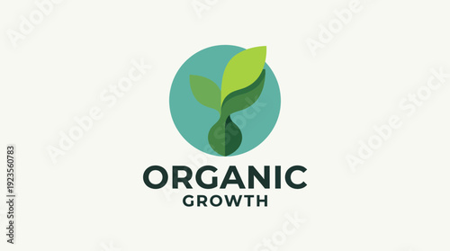 This logo incorporates playful plant elements in cool colors, representing organic growth, vitality, and a commitment to sustainability within a modern branding context.