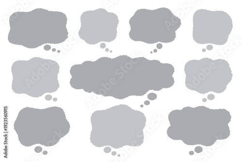 手描き風・心の悩みや不安を表現するもやもや・吹き出しイラスト素材