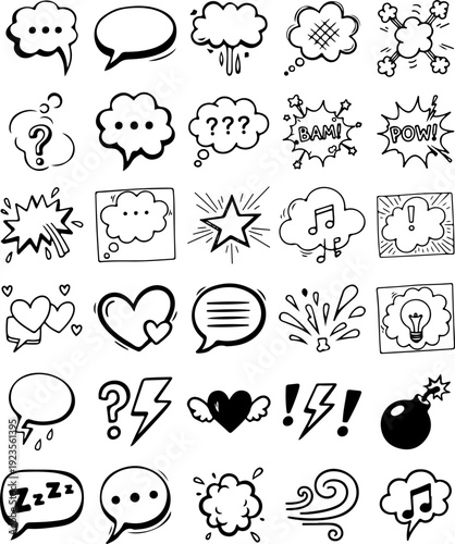 Hand-Drawn Speech Bubbles Set