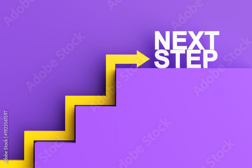Yellow arrow moving up steps towards next step