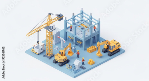 Construction Site Model with Machinery.