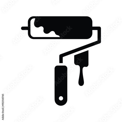 Painting Tool: Depicting a paint roller tool for home and construction use, ready for applying paint with its handle and paint dripping down, symbolizing creative DIY home improvement.