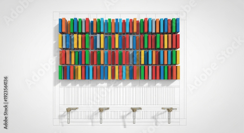 Colorful books arranged on shelves, creating a vibrant and organized display of literature.