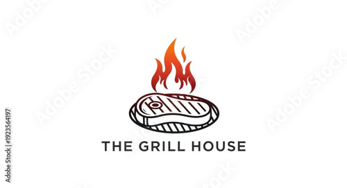 Grill House Logo Design Illustration.