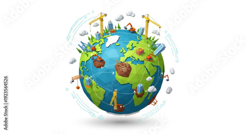 Globe Surrounded by Environmental Icons.