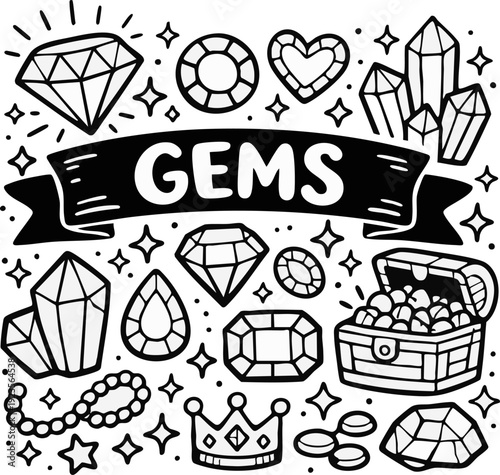 Gems and Jewels Illustration.