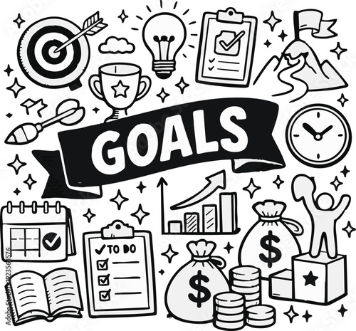 Goal Setting Business Icons.