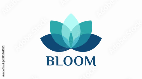 This minimalist logo features abstract flower petals in tranquil colors, symbolizing serenity and growth, perfect for wellness brands focusing on beauty or relaxation.
