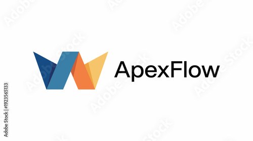 A dynamic logo featuring overlapping geometric shapes in vibrant colors, symbolizing flow, innovation, and progress for a contemporary branding identity.