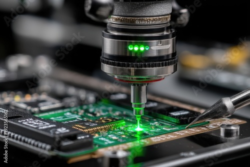 Laser Precision on Circuit Board: High-Tech Electronics Manufacturing generated by AI