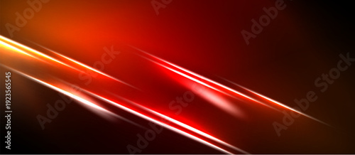 Abstract red background features bright diagonal lines. Dramatic lighting creates energy, depth, modern aesthetic. Simple, bold design.