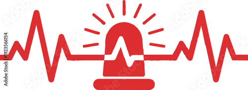Modern icon design featuring emergency light on ecg line symbolizing medical alert and healthcare technology