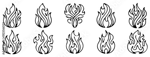 Set of Stylized Flame Icons