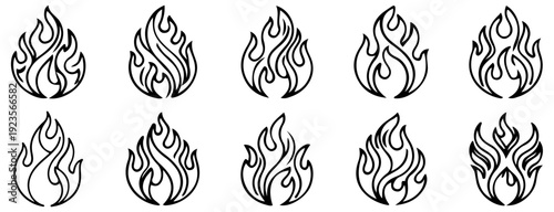 Set of Stylized Flame Icons