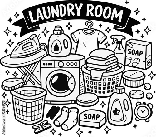 Laundry Room Clipart Illustration.
