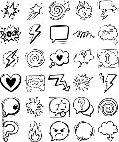 Hand Drawn Doodle Icons Set