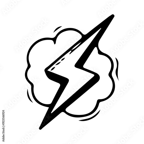 Doodle Lightning Bolt Icon