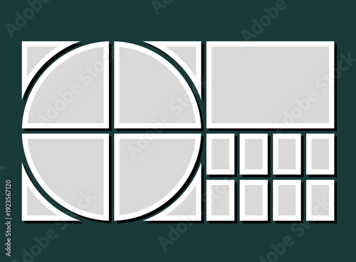 Template collage of thirteen frames, images, photo