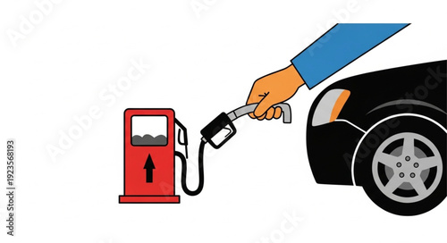 Hand Refueling Car at Gas Pump.