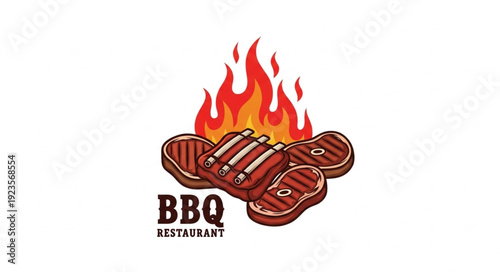 Grilled Steak BBQ Restaurant Logo Design.