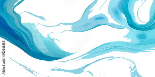 Vector Abstract blue watercolor background evoking fluidity and dynamism, showcasing a blend of cerulean and azure shades in flowing forms. Design