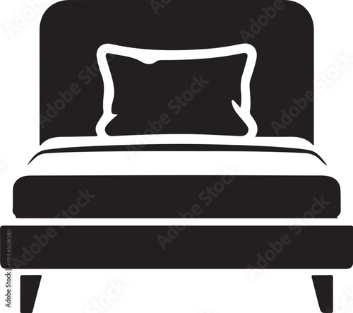 Simple modern bed with pillow and mattress on a frame  minimalist furniture design element