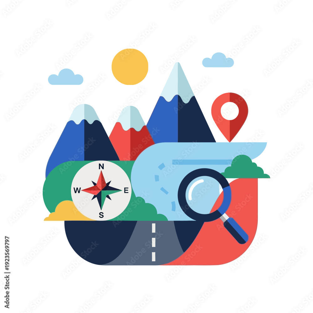 Obraz premium Navigation Map Compass Direction Indicator.