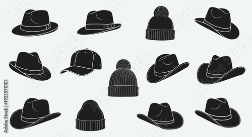 Collection of Black Silhouette Hats and Beanies for Fashion and Style