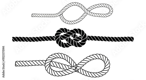 Collection of nautical knots and ropes, illustrated for maritime and DIY projects
