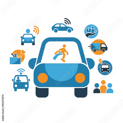 Smartphone Connected Car Technology System.