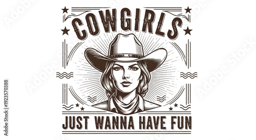 Cowgirls Just Wanna Have Fun, Stylized Western Art with Portrait of a Woman