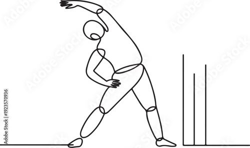Cricket player in dynamic throwing motion with three stumps on the side  athletic pose